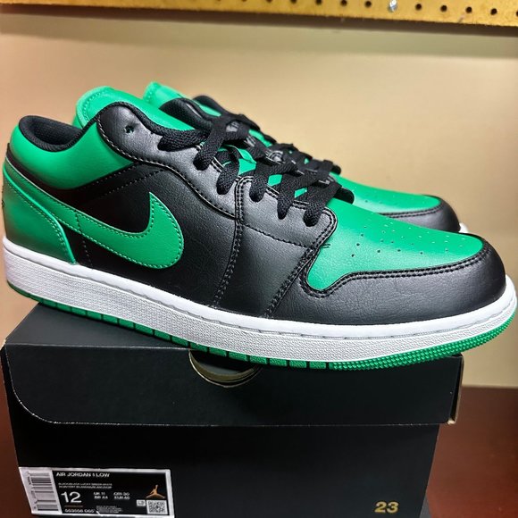 Nike Mens Black Green Air Jordan 1 Low 553558-065 Basketball Shoes Size US 12 - Picture 1 of 6